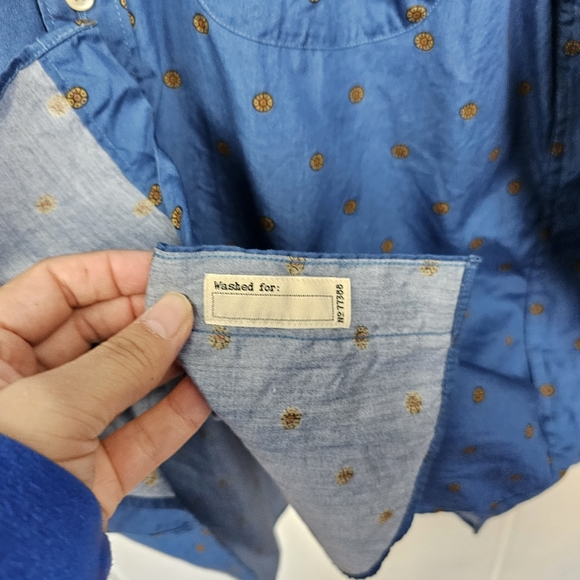 J. Crew Blue Slim Untucked Secret Wash Cotton Poplin Button Front Shirt Large - Picture 8 of 11